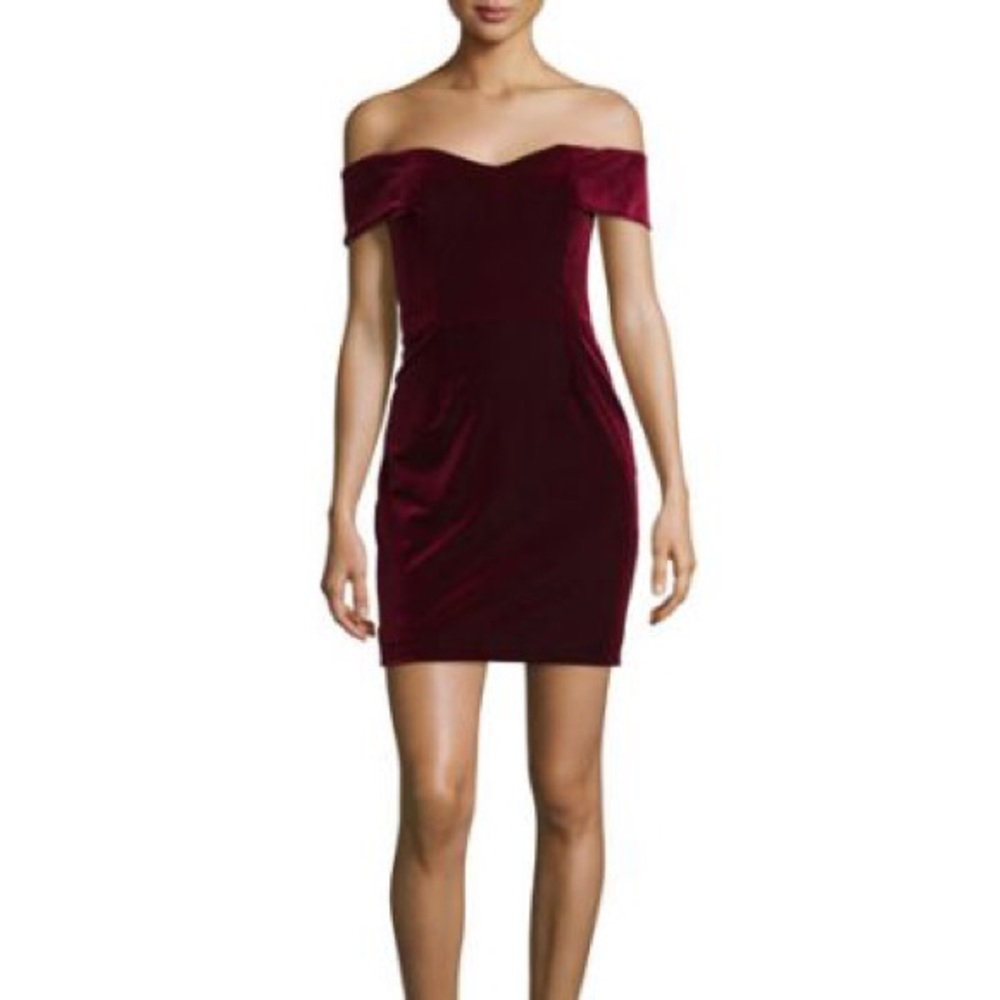 Nicholas off shoulder velvet mini dress